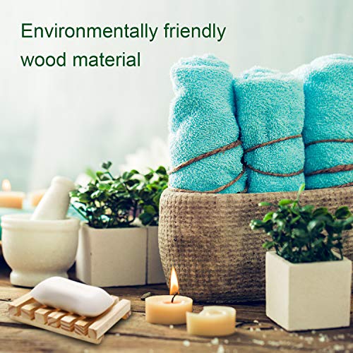 Honoson 5 Pieces Wooden Soap Dish Holder Tray Wood Bar Soap Holder Tray Self Draining Saver for Shower Bathroom Kitchen(Wooden) - color: Wooden