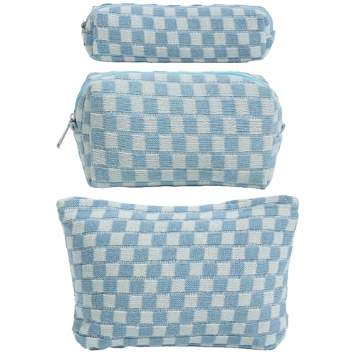 LYDZTION Makeup Bag Cosmetic Bag for Women,1Pcs Large Capacity Makeup Bags and 1Pcs Pencil Case Makeup Brushes Storage Bag Travel Toiletry Bag Organizer - color: 3pcs blue