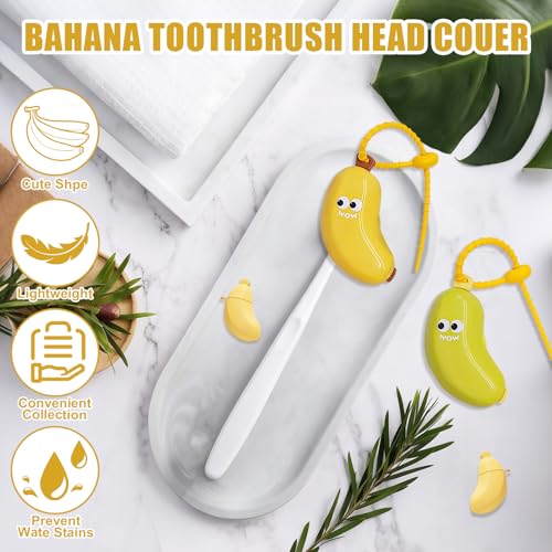 2Pcs Banana Toothbrush Head Cover - Travel Toothbrush Protector with Toothpaste Case, Portable Reusable Organizer for Electric & Manual Toothbrushes, Fruit Design, Home & Travel Use