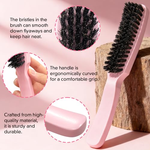Slick Back Hair Brush for Smooth Flyaways, Frizz, Sleek Ponytail, Buns and Edge Baby Hair | Slickback Brushes Hair Comb, Edge Brush, Teasing Brush Styling Accessories for Girls, Kids, Women & Men