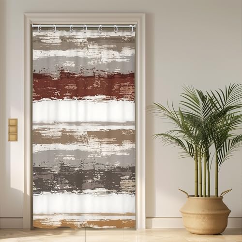 Abstract Brown 36Wx72H Shower Curtain Small Stall Half Modern Geometric White Grey Striped Simple Neutral Watercolor Oil Painting Bathroom Curtain Set Aesthetic Bath Bathroom Accessories Decor - size: 36"W x 72"L (Pack of 1)