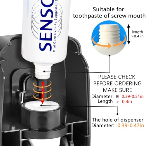 Toothbrush Holder and Toothpaste Dispenser Set, Automatic Toothpaste Squeezer Dispenser, Dispenser Toothpaste Squeezer Kit, Wall Mounted Bathroom Accessories (Black) - color: Black