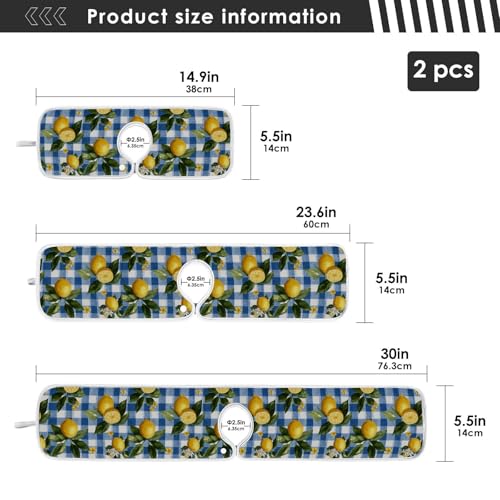 Blue Gingham Summer Lemons Yellow Dandelions Sink Mat for Faucet Sink Splash Guard Faucet Handle Drip Catcher for Kitchen Bathroom Absorbent Microfiber Dish Drying - color: Blue Gingham Summer Lemons Yellow Dandelions, size: 30x5.5in x2