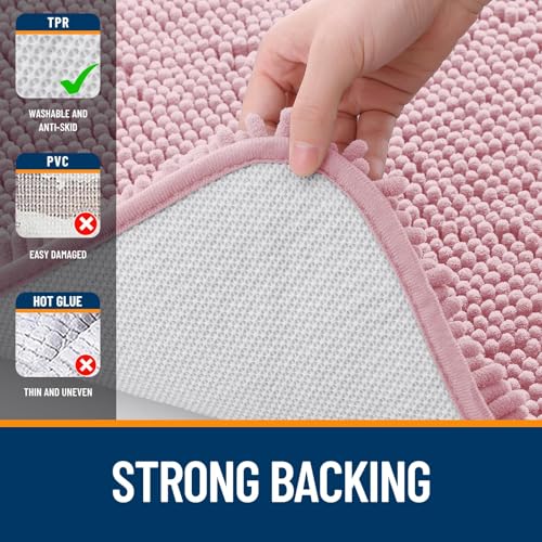 OLANLY Bathroom Rugs Sets 3 Piece, Soft Absorbent Chenille Bath Mats and U-Shaped Contour Toilet Rug, Quick Dry, Home Decor Accessories, Bath Mat Set for Bathroom (30"x20"+24"x16"+24"x20", Dusty Rose) - color: Dusty Rose, size: 30" X 20" + 24" X 16" + U24