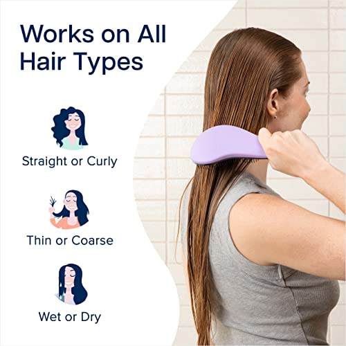 Crave Naturals Glide Thru Hair Brush - Detangler Brush for Curly, Straight, Wet or Dry Hair - Gentle Detangling Brushes for Adults, Kids, Toddlers - Hair Accessories for Women, 7.5x3" - Purple - color: Purple, size: 1 Pack (Regular)