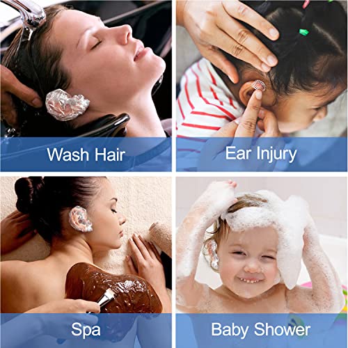 MORGLES 50 Pcs Ear Covers for Shower with 80 Pcs Shower Caps, Waterproof Ear Covers and Large Disposable Plastic Caps for Bathing, Hair Dye, Conditioning in Home Hotel Travel - size: 130 PCS