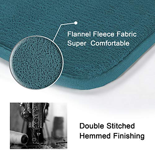 H.VERSAILTEX Bath Mat Memory Foam Set Bathroom Rug Set Flannel Velvety Bath Mat Luxury Extra Soft and Absorbent Non Slip Rugs for Bathroom/Bedroom Washable(2 Pack- 20"x 32"/ 17"x 24", Dark Teal) - color: Dark Teal, size: 20" x 32" Plus 17" x 24"