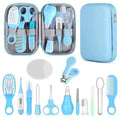 Baby Grooming Kit, Infant Safety Care Set with Hair Brush Comb Nail Clipper Nasal Aspirator,Baby Essentials Kit for Newborn Girls Boys (Blue) - style: Blue Kit+White Brush