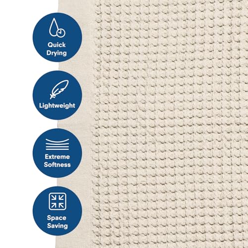 ONSEN Supima Cotton Waffle Bath Mat – Bathroom Rug, Washable Rug, Bathroom Floor Mat – Ultra-Absorbent, Quick-Dry, Soft & Durable Luxury Cotton - Oatmeal, 20x30 in - color: Oatmeal
