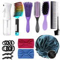 12Pcs Detangling Brush Set for Curly Hair, Curly Hair Brush with Sleep Bonnet Afro America/African 3a to 4c Texture, Easier and Faster on Wash Days - color: Gradient-12 piece set