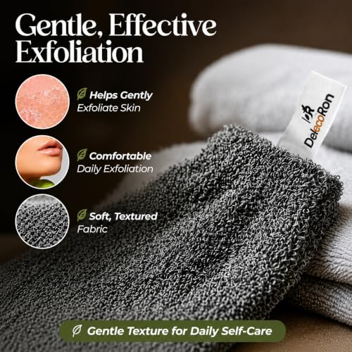 Body Scrubber Set – Back Scrubber Strap & Exfoliating Glove, 3 Piece Shower Kit with Mesh Laundry Bag for Easy Machine Washing, Gentle Cleansing & Smooth Skin – DelecoRon
