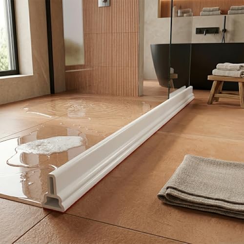 118Inch Collapsible Threshold Water Dam 1.5" high Walkin Shower Guard To Keep Water In Shower Stall Water Barrier Silicone For Dry And Wet Bathroom Kitchen Wheelchair Accessible - color: 1.5" High/White, style: 118inch