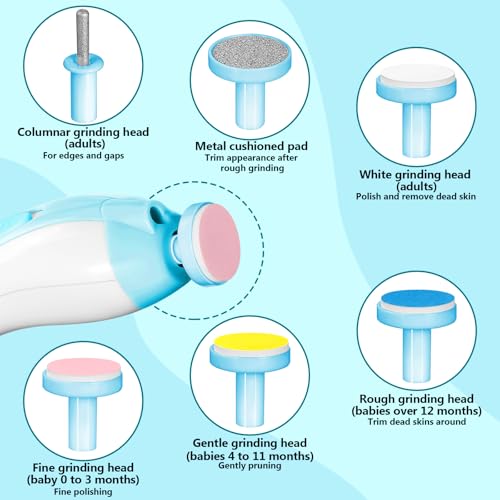 Qunlions life Baby Nail Trimmer Electric, 6 in 1 Rechargeable Baby Nail Clippers Manicure Set Grooming Kit for Toddler Infant or Adults (Blue) - color: Rechargeable-blue