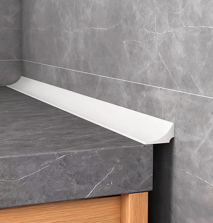 Water Barrier for Sink,Shower Threshold Water Dam Barrier,Waterproof Barrier Bathroom,Collapsible Silicone Strip Trim Splash Guard (White-1M) - size: White 1m