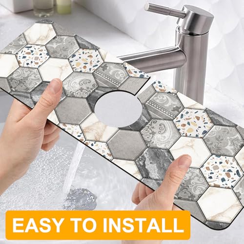 2 Pack Faucet Mat for Kitchen Sink Splash Guard Bathroom 15.5"X5.5" - size: 15.5" x 5.5"