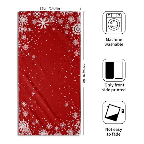 Christmas Snowflakes Hand Towels Set of 2 Winter Red Christmas Bath Towels for Bathroom Soft Absorbent Xmas Towels Christmas Washcloths Kitchen Towel for Bathroom Hotel Gym Spa Yoga Sport 14”x28” - color: Christmas Snowflakes