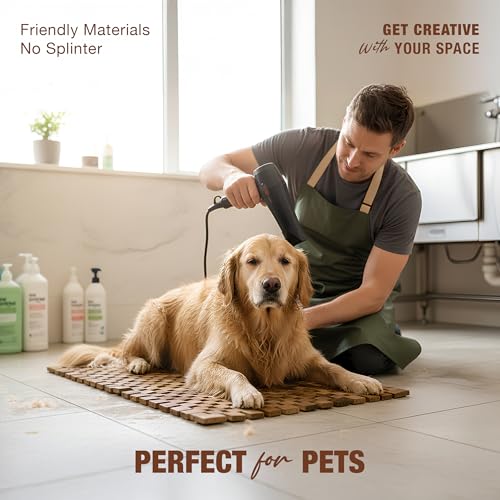 Acacia Wood Bath Mat - Non Slip Sturdy Wooden Shower Mat - Spa, Sauna, Cold Plunge, Camping, Bathroom Décor, Wood Door Mat 20" x 32" - size: 31.5" x 19.7" (Rectangular)