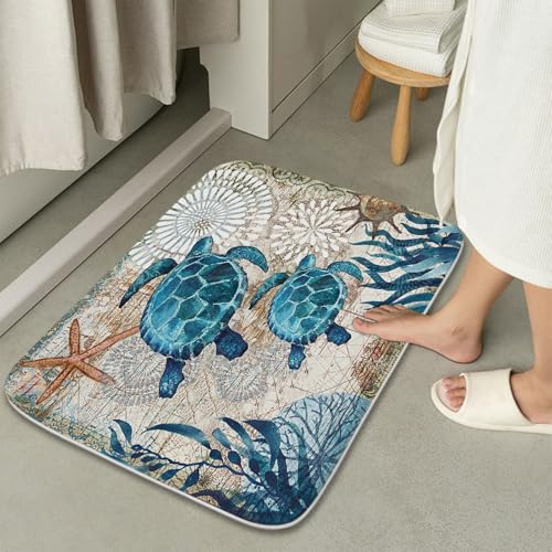 Sea Turtles Nautical Blue Ocean Beach Animals Bath Rugs Non Slip Shower Mat Bathroom Decor Door Rug (20x31 inches, Sea Turtles) - color: Multi Color 1, size: 2'7" x 1'8" (Rectangular)