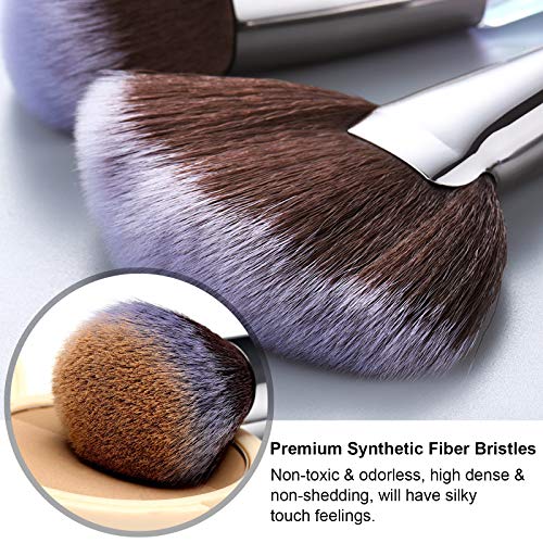 Kingtree Crystal Makeup Brush Set, 10PCS Sparkling Makeup Brushes Premium Synthetic Bristles Foundation Blush Concealer Eyeshadow Make Up Brush for Women Girls - color: D