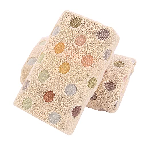 Pidada Hand Towels Set of 2 100% Cotton Colorful Polka Dot Pattern Soft Absorbent Decorative Towel for Bathroom (Brown) - color: 2 Brown