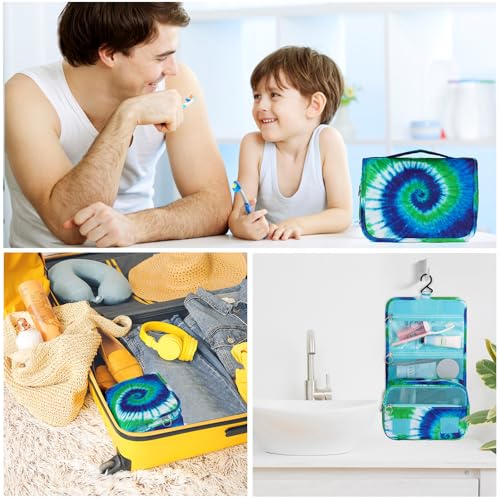Tie Dye Hanging Toiletry Bag for Girls, Travel Toiletry Bag for Teen Girls Cosmetic Makeup Waterproof Wash Bag Traveling Toiletries, Blue - color: Blue Tie-Dye
