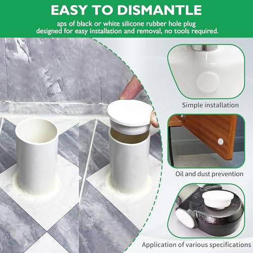 EASYEAH T-Shaped Silicone Rubber Hole Plug 86.3 mm/3-3/8 in Soft Flexible Rubber Stopper Tube End Cap Cover Waterproof Sealing Hole Plugs for Bottles, White, 2 Pcs - size: 86.3mm(3.4")