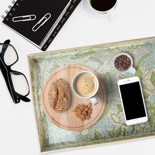 Spsyrine Serving Tray with Handles, Plastic Decorative Tray for Coffee Table, Living Room, Home Decor, Dianthus - color: Multi D