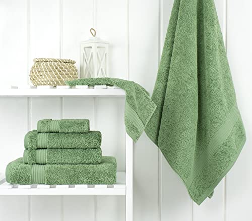 Cotton Paradise Towel Set of 6, 2 Bath Towels, 2 Hand Towels and 2 Washcloths Towels for Bathroom Sets, Green - color: Sage Green, size: 6 PC SET (27x54" + 16x28" + 13x13")