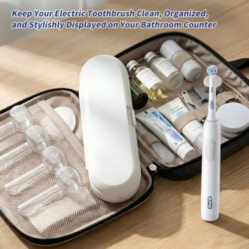 Electric Toothbrush Travel Case for Oral-B Toothbrushes - 4 Pcs Toothbrush Head Covers Compatible with Oral B Electric Toothbrush Heads (Blue) - color: Blue