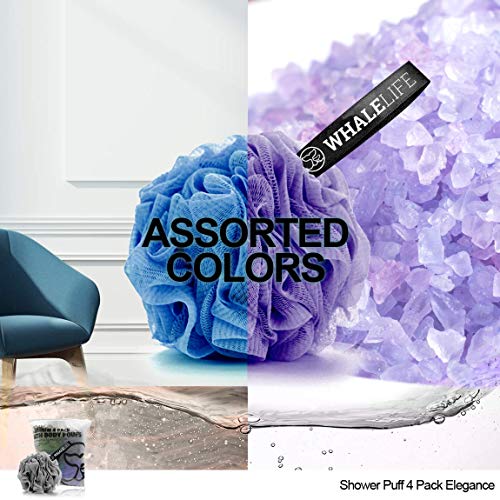 Loofah Sponge Bath Sponge for Women Men 4 Pack (Gray Blue Green Purple) - style: Gray Blue Green Purple