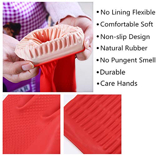 Rubber Cleaning Gloves Kitchen Dishwashing Glove 6-Pairs,Waterproof Reuseable.(Large) - size: Large (Pack of 6)