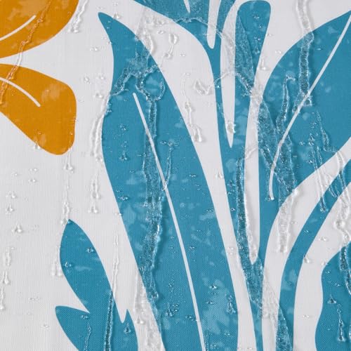 RoomTalks Cute Colorful Floral Faux Linen Shower Curtain Funky Aesthetic Bathroom Decor - Heavy Duty Modern Abstract Matisse Blue Pink Flowers Plants Botanical Shower Curtain Set - color: Blue and Pink, size: 72"W x 72"L (Pack of 1)