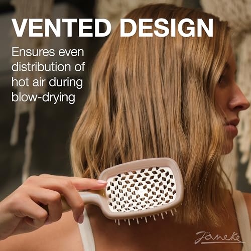 Janeke Superbrush Detangling Brush for Soft Smoothing Hair Brushing with Anti-Static Bristles - Vented Wet Hair Brush for Blow Drying Use - Perfect for Curly, Thick, Wavy, Fine Hair Types (Nude) - color: Nude Superbrush