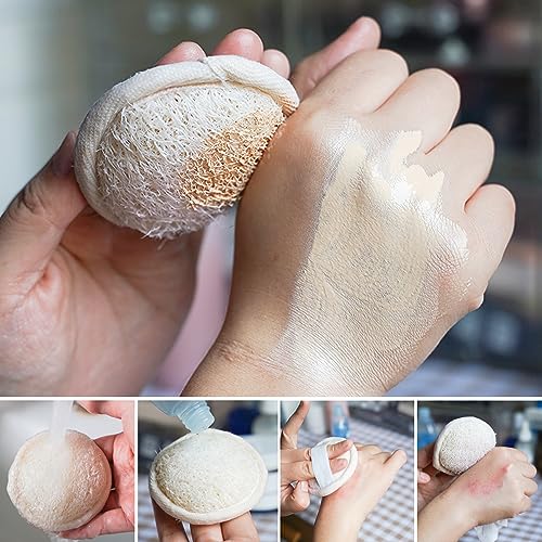 Premium Natural Loofah Exfoliating Scrubber Set - Back Scrubber, Body Pads & Facial Sponges | 8-Piece Bath & Shower Gift Set for Women (Luxury Gift Box)