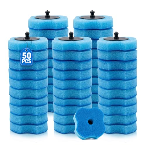 50PCS Toilet Bowl Wand Refills, Replacement Heads for Bathroom Washroom Cleaning Pads, Disposable Toilet Brush Refills Compatible with Household Brushe Scrubber Cleaning Refill Pack Ocean Fresh Blue