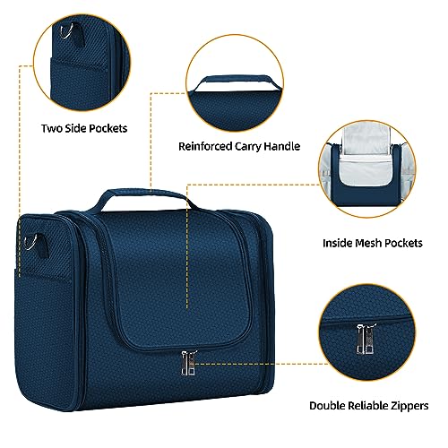 Buruis Extra Large Toiletry Bag for Women and Men, Hanging Travel Bag with Detachable Shoulder Strap for Full-Sized Toiletries, Water-Resistant Dopp Kit for Family Use and Long Trips, Blue - color: Blue, size: Extra Large