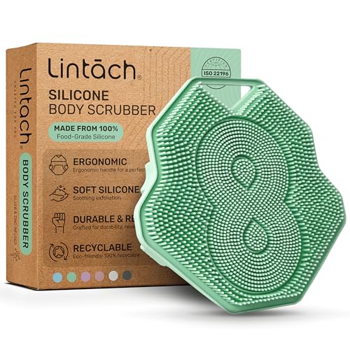 Silicone Shower Scrubber for Body – Exfoliating Loofah Alternative, Zinc & Silver-Infused, Hygienic & Gentle for Sensitive Skin, Durable & Long-Lasting Body Scrubber for Men & Women - Mint - color: Mint