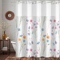 Shower Curtain with Large Flower Pattern 0517 - color: Blue and Pink