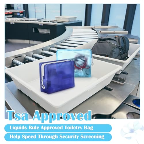 8 Pack TSA Approved Travel Toiletry Bags Frosted Translucent Leak-proof Cosmetic Makeup Bags for Women Men Travel Organizer Airport Security(Blue,6.7 x 5.5 x 1.8 Inch) - color: Blue, size: 6.7 x 5.5 x 1.8 Inch