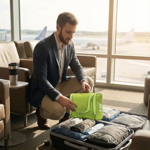 Bago Travel Toiletry Bag for Women and Men - Large Waterproof Hanging Large Toiletry Bag for Bathroom and Makeup Bag for Toiletries Organizer -Travel Makeup Bag (Green) - color: Green, size: Large