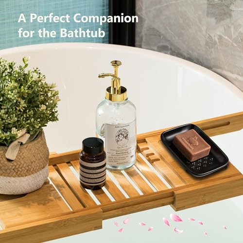 Gomakren Ceramic Soap Dish, Non-Slip Shower Soap Holder for Bathroom & Kitchen Sink, Father's Day Soap Saver Tray for Bar Soap Sponge, 5.5 Inch, Black - color: Black, size: Cross