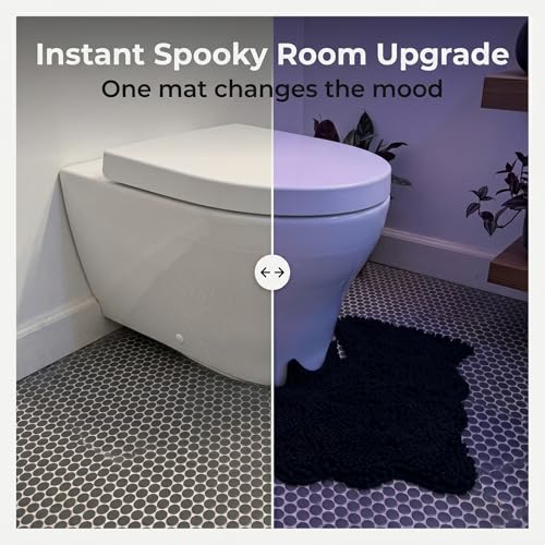 MANNY'S MYSTERIOUS ODDITIES Bat Toilet Rug - Chenille Gothic Bat Bath Mat - 24 x 20 Inch Extra Thick, Soft, Absorbant, and Machine Washable - Non Slip and No Crease Gothic Rug