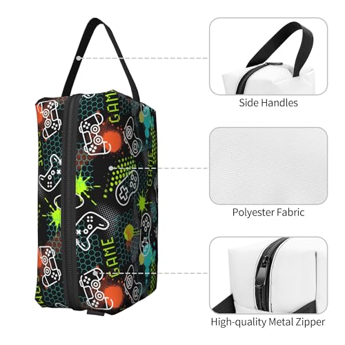 Kids Travel Toiletry Bag for Boys Girls - Waterproof Makeup Pouch Hanging Cosmetic Wash Bags Dopp Kit Shaving Bag for Toiletries Accessories(Game Video) - color: Game Video