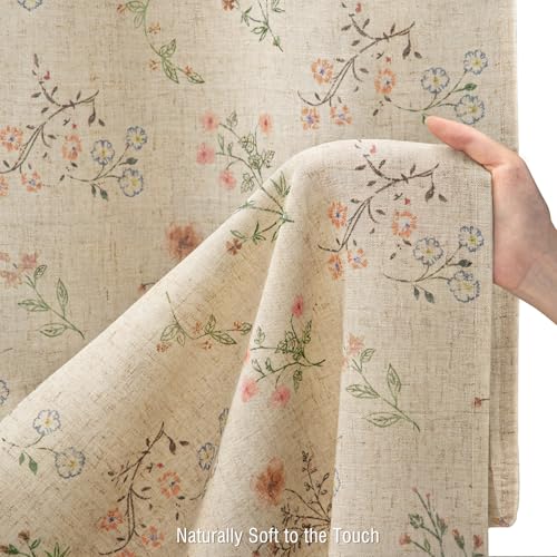 Floral Vintage Linen Shower Curtain, French Country Shower Curtains for Bathroom, 72Wx84H - color: Linen - Muted Garden, size: Extra Long 72"W x 84"L