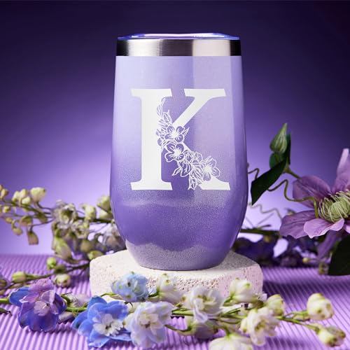 Personalized Gifts for Women, Mom, Wife, Girlfriend, Sister, Friends, Her - Customized Birthday, Christmas, Valentine's Day, Mothers Day Gifts - Initial Lavender Spa Gift Basket Set (K) - style: K