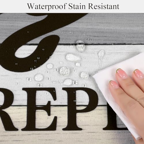 Pauwer Laundry Room Rug Runner 20"x60" Waterproof Rubber Laundry Mat Non Slip Kitchen Mats for Floor Washable Floor Mat Runner Rug for Farmhouse Mudroom Washroom Bathroom Decor - color: Grey/Beige, size: 1'8" x 5'