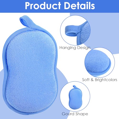 4 Pcs Baby Bath Sponge, Plant Fiber Kids Bath Sponges, Soft Absorbent Exfoliating Kids Loofah with Hanging Hole, Double-Sided Absorbent Reuseable Gourd Baby Sponge for Bathing Fit All Skin