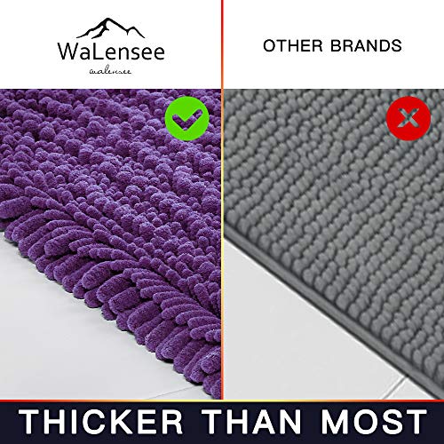Walensee Bathroom Rug 2 Pieces Set Non Slip Bath Mat (20"x32" Plus 20"x32" Lavender) Water Absorbent Super Soft Shaggy Chenille Machine Washable Dry Extra Thick Perfect Carpet for Shower Floor - color: Lavender, size: 20"x32" plus 20"x32"