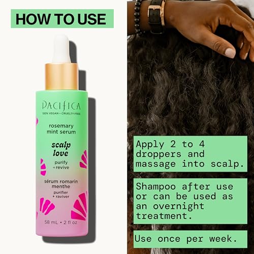 Pacifica Serum and Scalp Scrub Set – Rosemary Mint Scalp Love with Witch Hazel for Detox and Dry Itchy Scalp Relief, Vegan & Cruelty-Free, 2 oz & 4 oz (Set of 2) - style: Serum & Detox