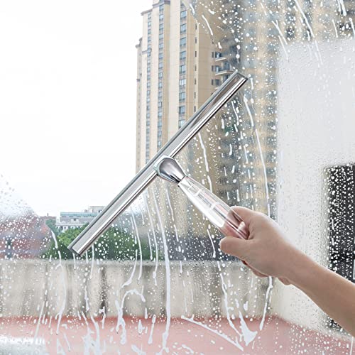 Ettori Shower Squeegee for Glass Door, Squeegee for Shower Glass Door, Bathroom, Window and Car Glass, 12 Inches with Clear Acrylic Handle - color: Clear